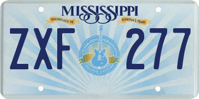 MS license plate ZXF277