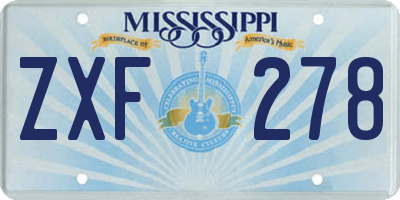 MS license plate ZXF278