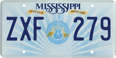 MS license plate ZXF279