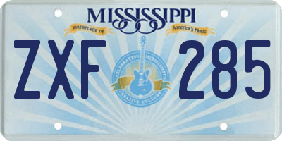 MS license plate ZXF285