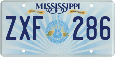 MS license plate ZXF286
