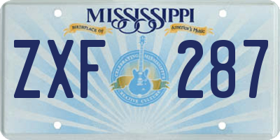MS license plate ZXF287