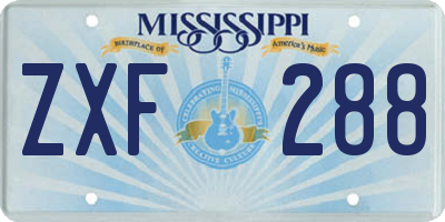 MS license plate ZXF288