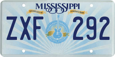 MS license plate ZXF292