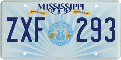 MS license plate ZXF293