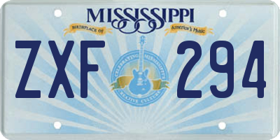 MS license plate ZXF294