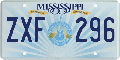 MS license plate ZXF296