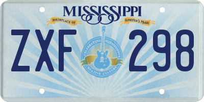 MS license plate ZXF298