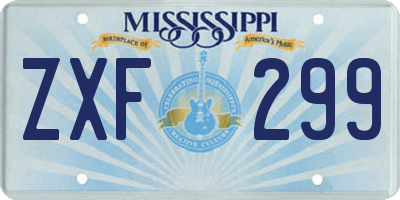 MS license plate ZXF299