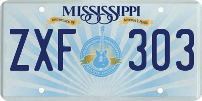 MS license plate ZXF303