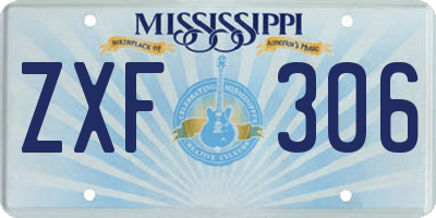 MS license plate ZXF306