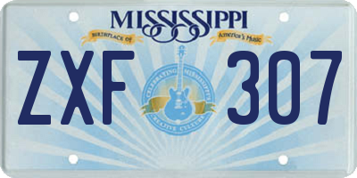 MS license plate ZXF307