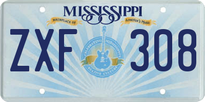 MS license plate ZXF308