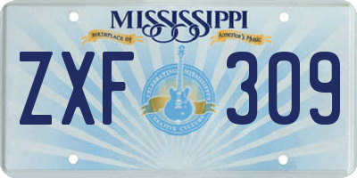 MS license plate ZXF309