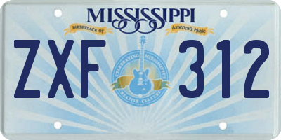MS license plate ZXF312