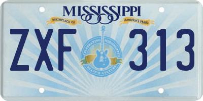 MS license plate ZXF313