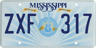 MS license plate ZXF317