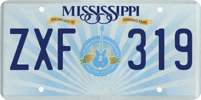 MS license plate ZXF319