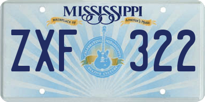 MS license plate ZXF322