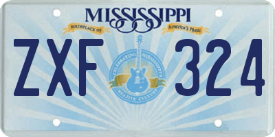 MS license plate ZXF324