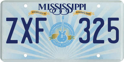 MS license plate ZXF325
