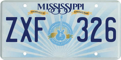 MS license plate ZXF326