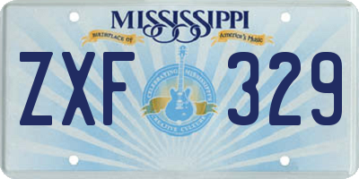 MS license plate ZXF329