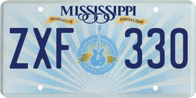 MS license plate ZXF330