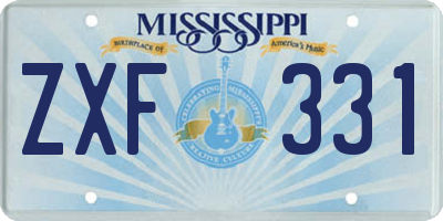 MS license plate ZXF331