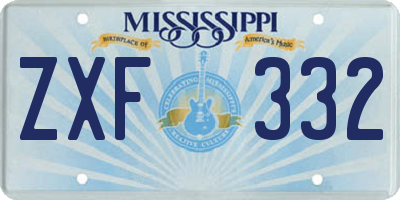 MS license plate ZXF332