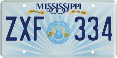 MS license plate ZXF334