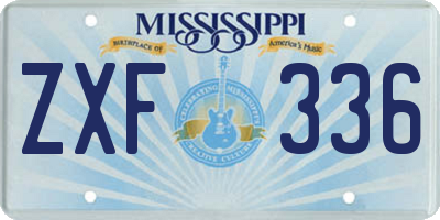 MS license plate ZXF336