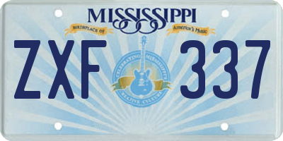 MS license plate ZXF337