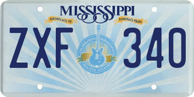 MS license plate ZXF340