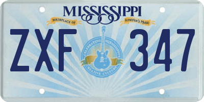 MS license plate ZXF347