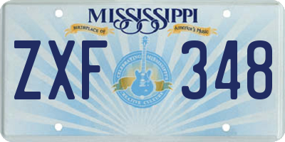 MS license plate ZXF348