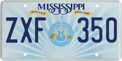 MS license plate ZXF350