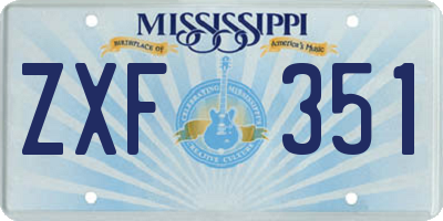 MS license plate ZXF351