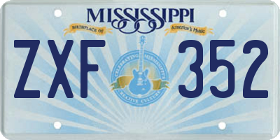 MS license plate ZXF352