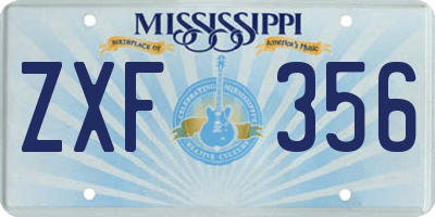 MS license plate ZXF356