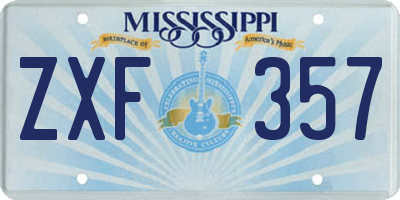 MS license plate ZXF357