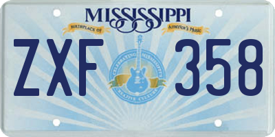 MS license plate ZXF358