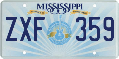 MS license plate ZXF359