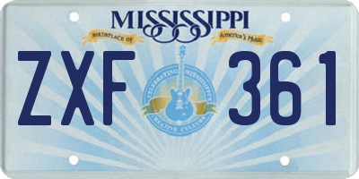 MS license plate ZXF361