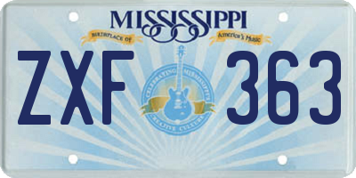 MS license plate ZXF363