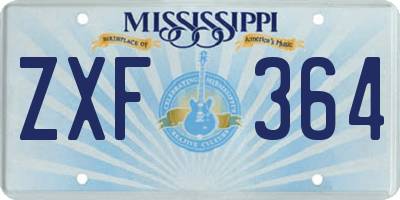 MS license plate ZXF364