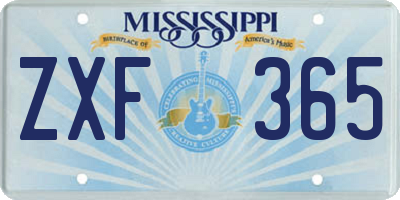 MS license plate ZXF365