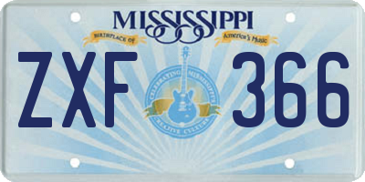 MS license plate ZXF366