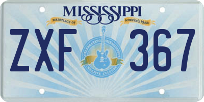 MS license plate ZXF367