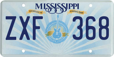 MS license plate ZXF368